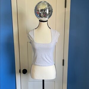 Garage Light Gray Square Neck Crop Top